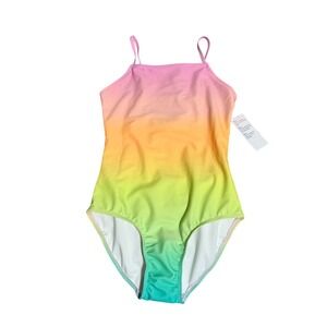 NWT Old Navy Girl Swuitsuit One Piece Rainbow Size Large Adjustable Straps